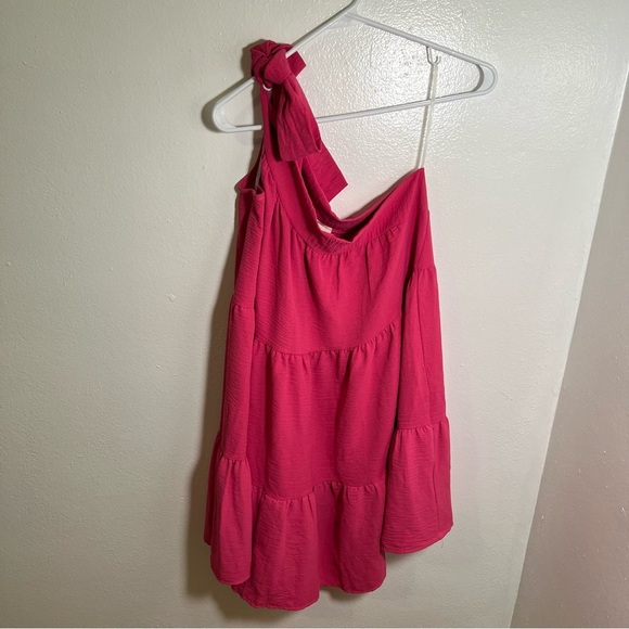 Ee:some One Shoulder Swing Dress Pink M - Picture 3 of 12